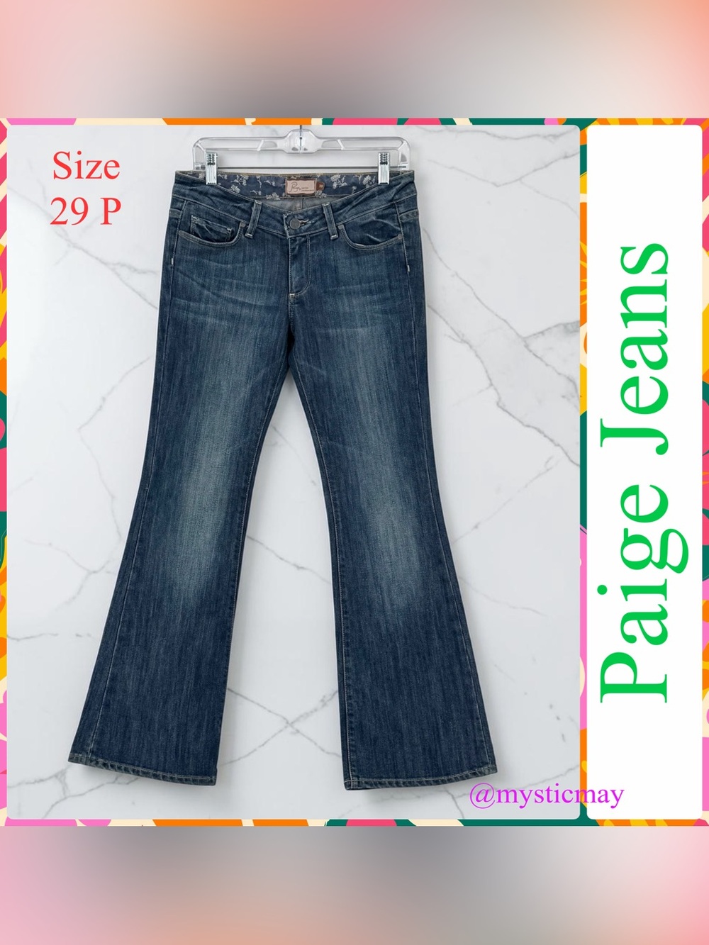 PAIGE Medium Wash Hollywood Hills Denim Bootcut Blue Jeans Size 29 or 32x29